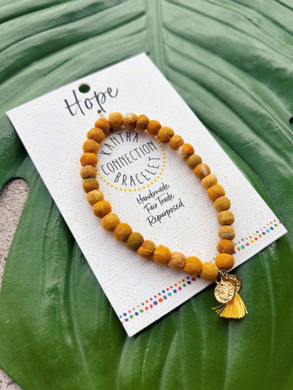World Finds Kantha Connection Yellow Hope Bracelet - Picture 2 of 3